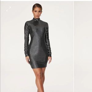 MESHKI GIANNA SILVER METALLIC MINI DRESS SIZE XS